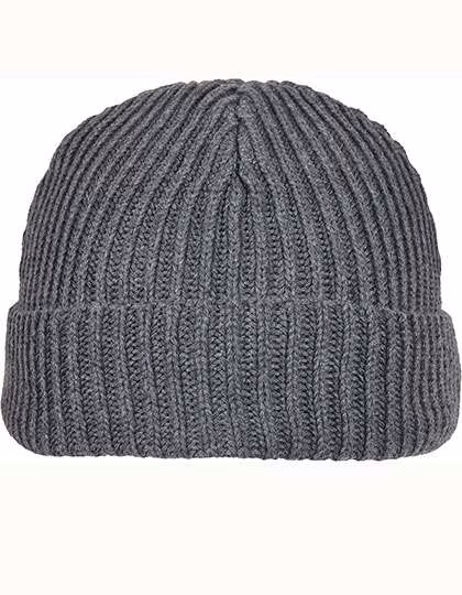 BuildYourBrand Recycelte Polyester Strickmütze mit Umschlag, Asphalt One Size, BY154