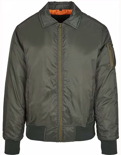 BuildYourBrand Build Your Brand Collar Bomber Jacket Dark Olive 5XL (BY157)