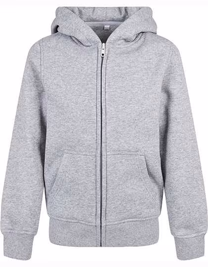 BuildYourBrand Bio-Baumwoll Kapuzenpullover mit Reißverschluss, Heather Grey 134/140, BY188