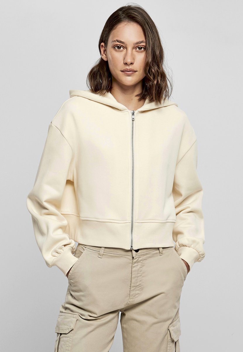 BuildYourBrand Oversized Zip-Jacket mit Kapuze, White Sand XL, BY237