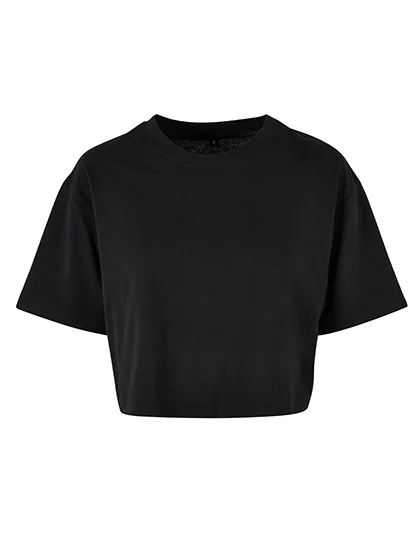 BuildYourBrand Oversized T-Shirt bauchfrei Baumwolle für Damen, Black XXL, BY264