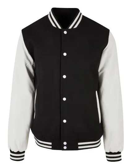 BuildYourBrand Oldschool College Jacket in Schwarz-Weiß, Black/White M, BY269