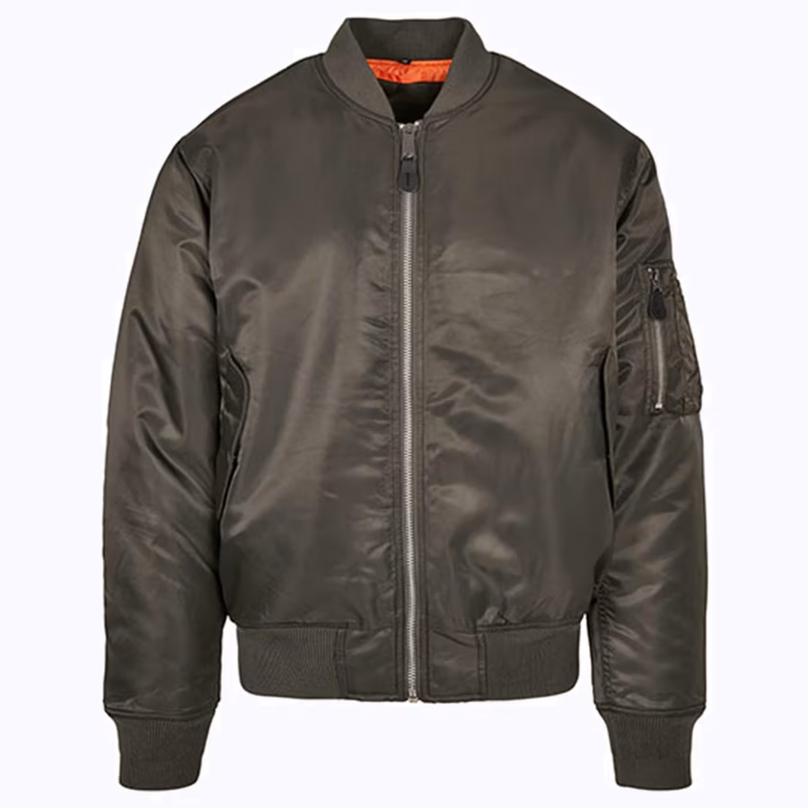 Build Your Brandit MA1 Bomberjacke mit orangefarbenem Innenfutter, Anthracite S, BYB3149