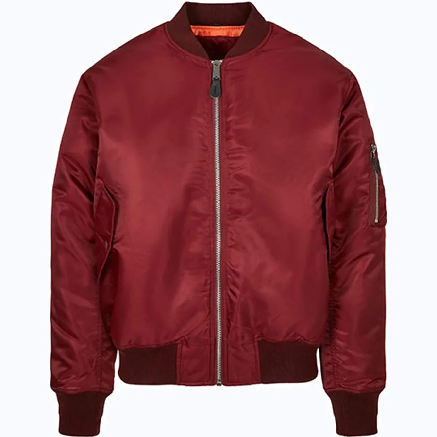 Build Your Brandit MA1 Bomber Jacket with Orange Inner Lining, Burgundy M, BYB3149