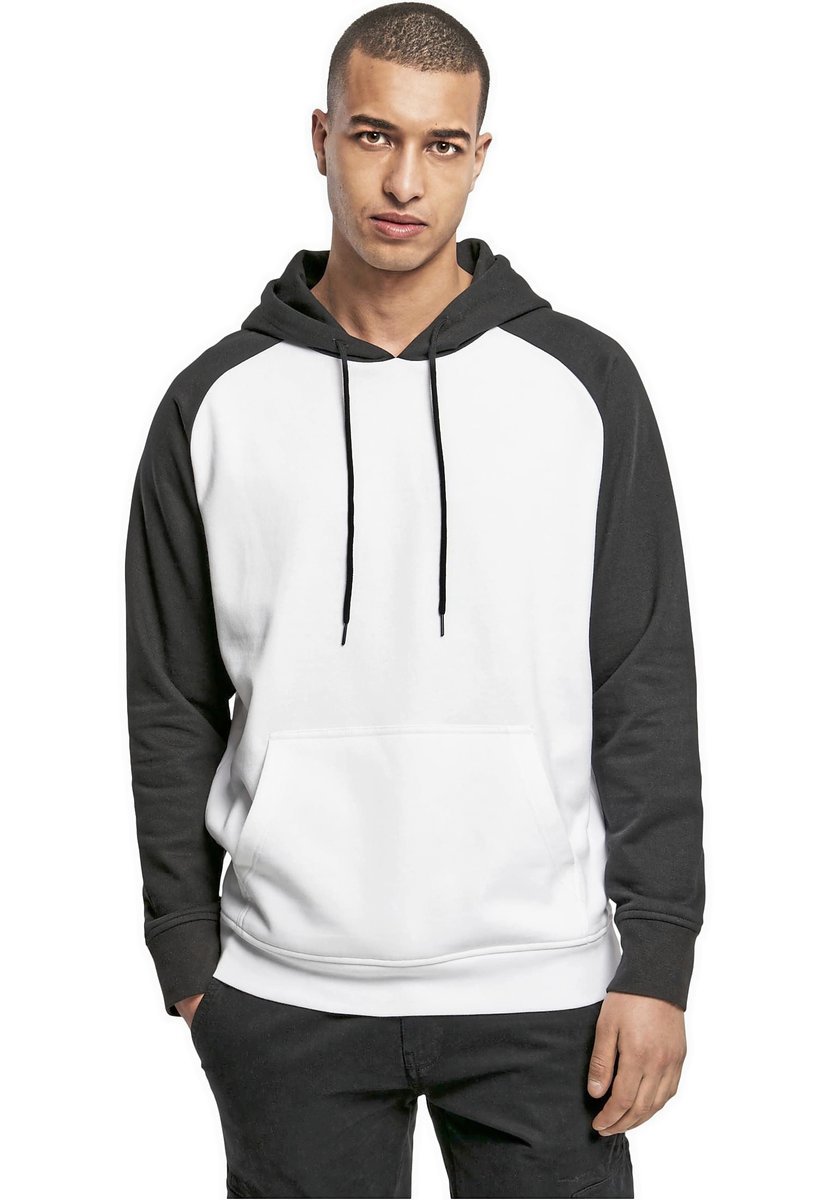 Build Your Brand Basic Basic Raglan Hoody mit Kängurutasche, Black/Red XS, BYBB005