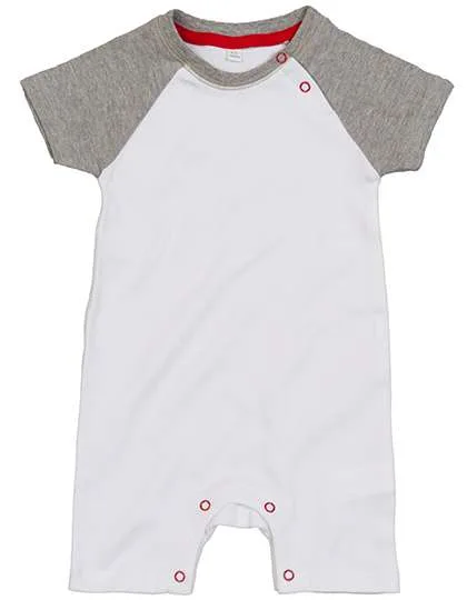 Babybugz Baby Baseball Romper made of Organic Cotton, White/Heather Grey Melange 3-6 Monate, BZ41