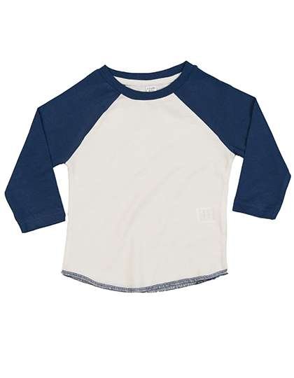 Babybugz Baby Superstar Baseball T-Shirt Bio-Baumwolle, Washed White/Swiss Navy 6-12 Monate, BZ43