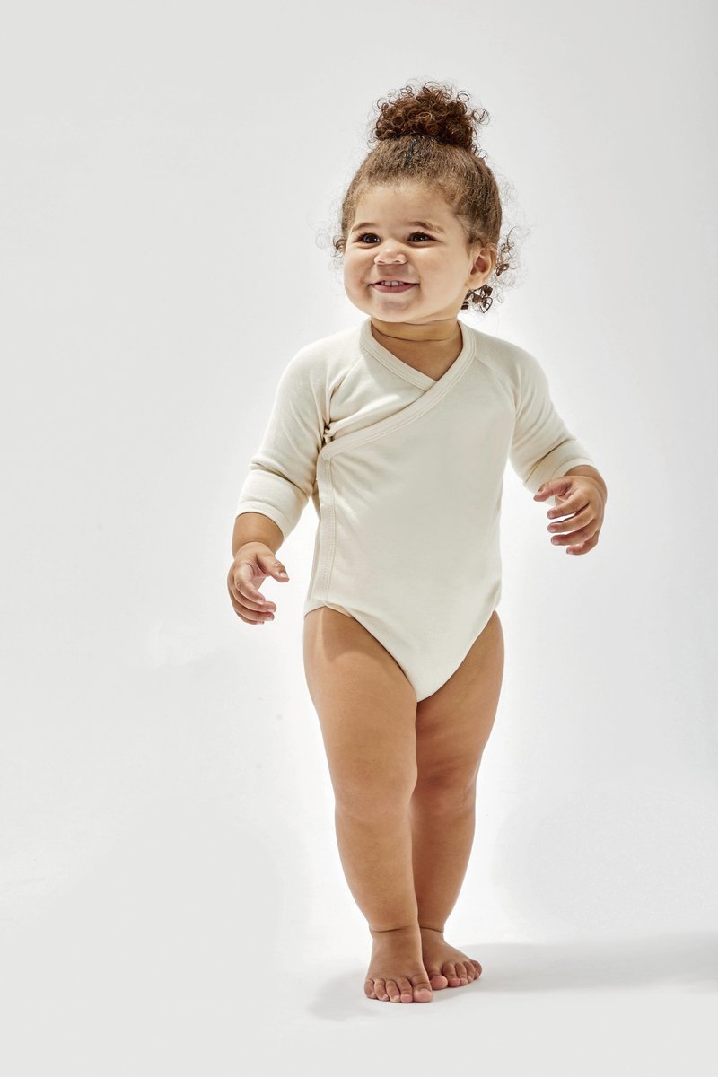 Babybugz Langarm Kimono-Bodysuit aus Bio-Baumwolle, Black 0-3 Monate, BZ60