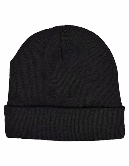 L-merch Knit Mütze mit Fleece-Innenfutter, Black One Size, C1454