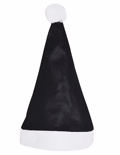 L-merch Nikolausmütze mit auffälligem weißen Saum, Black/White 30 x 38 cm, C4001