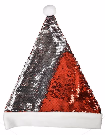 L-merch Bonnet de Père Noël à paillettes en Rouge et Blanc, Red/White One Size, C4007