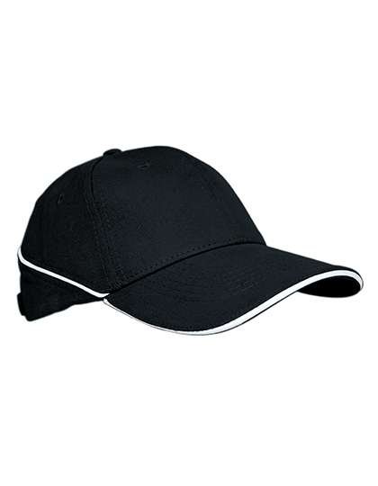 L-merch 6-Panel-Cap mit Ziernaht und Sandwich-Einlage, Black One Size, C616S