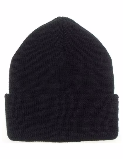 L-merch Strickmütze mit breiter Krempe, Oeko-Tex, Black One Size, C733