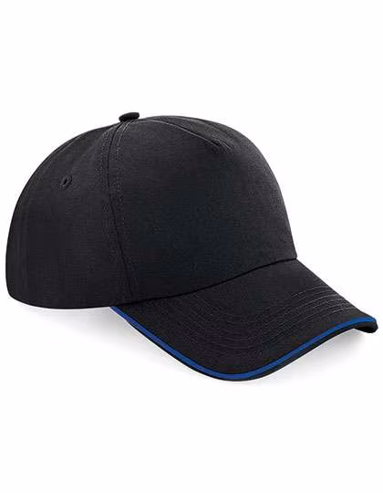 Beechfield Baumwolltwill 5-Panel Cap mit Paspel, Black/White One Size, CB25c