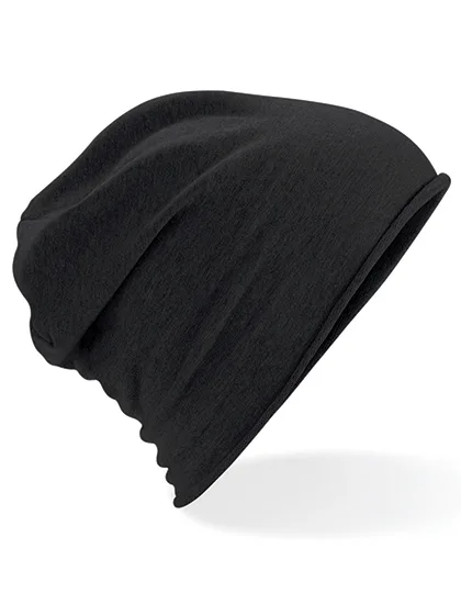 Beechfield Jersey Beanie with Rolled Hem and Elastane, Black One Size, CB361