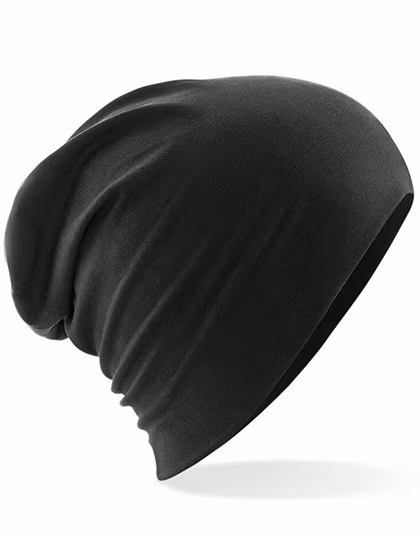 Beechfield Baumwoll-Mikrostrick Slouch Beanie 28cm, Black One Size, CB368
