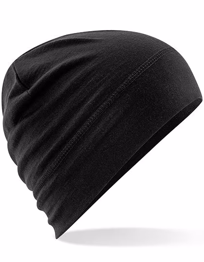 Beechfield Bonnet en mérinos avec revers double couche, Black One Size, CB370