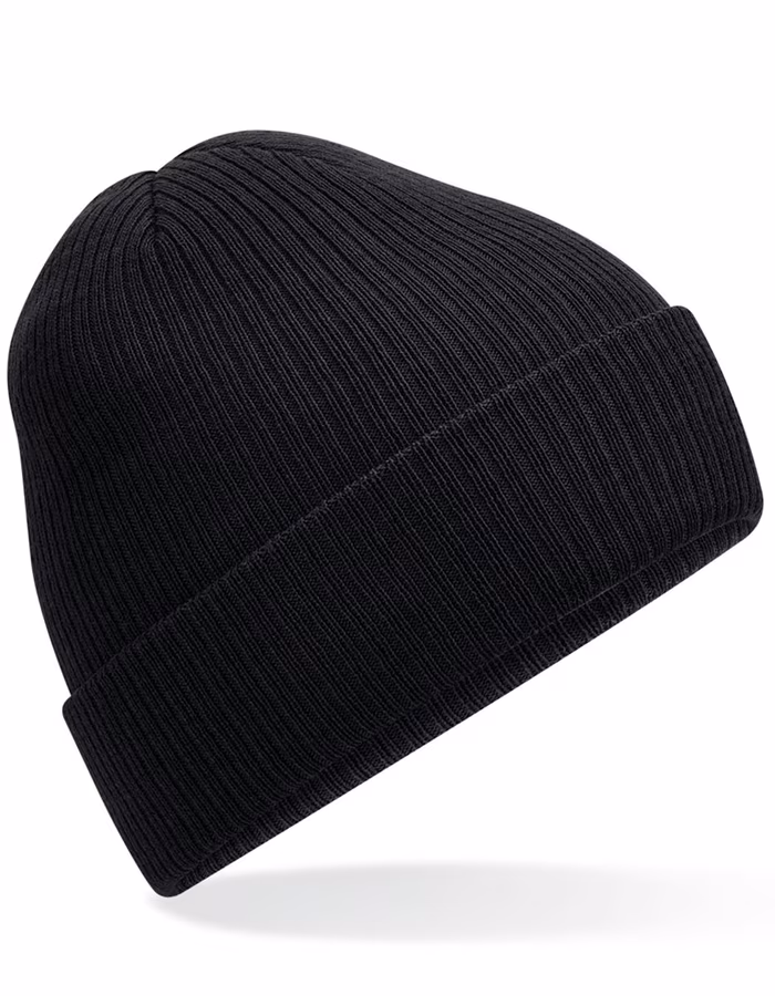 Beechfield Polylana® Ribbed Beanie with Cuff, Black One Size, CB376R