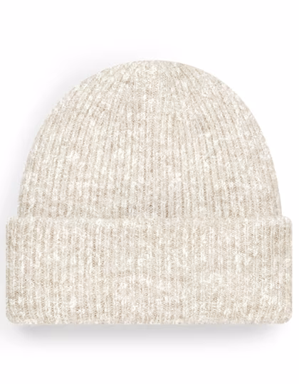 Beechfield Rippstrick Beanie mit Umschlagkante, Black Marl One Size, CB386