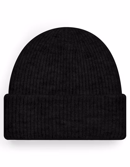 Beechfield Rippstrick Beanie mit Umschlagkante, Black Marl One Size, CB386