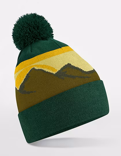 Beechfield Berglandschafts-Pom Pom Mütze aus Polyester, Alpine Peaks One Size, CB395R