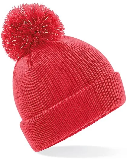 Beechfield Junior Reflective Beanie with Pompom, Bright Red One Size, CB406B