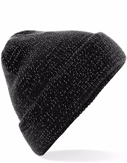 Beechfield Bonnet réfléchissant avec revers, Black One Size, CB407