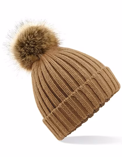 Beechfield Chunky Beanie mit abnehmbarem Bommel, Biscuit One Size, CB412
