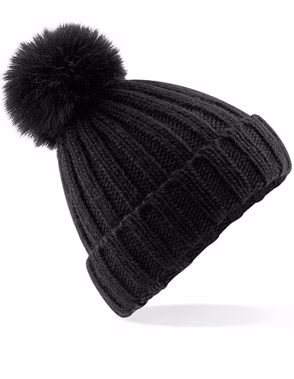 Beechfield Verbier Chunky Beanie mit abnehmbarem Bommel, Light Grey One Size, CB413