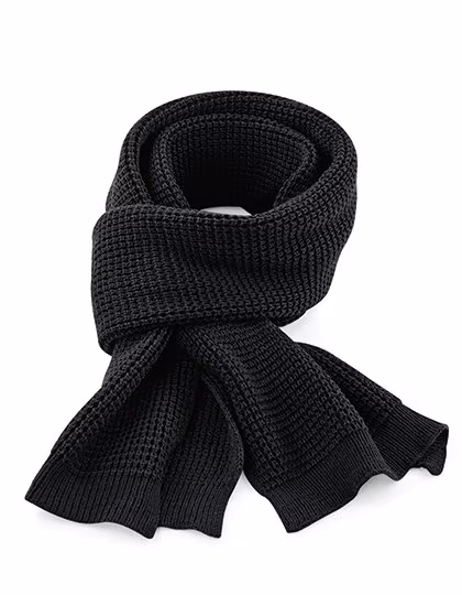 Beechfield Klassischer Waffelmuster-Strickschal aus Polyacryl, Black 175 x 28 cm, CB424