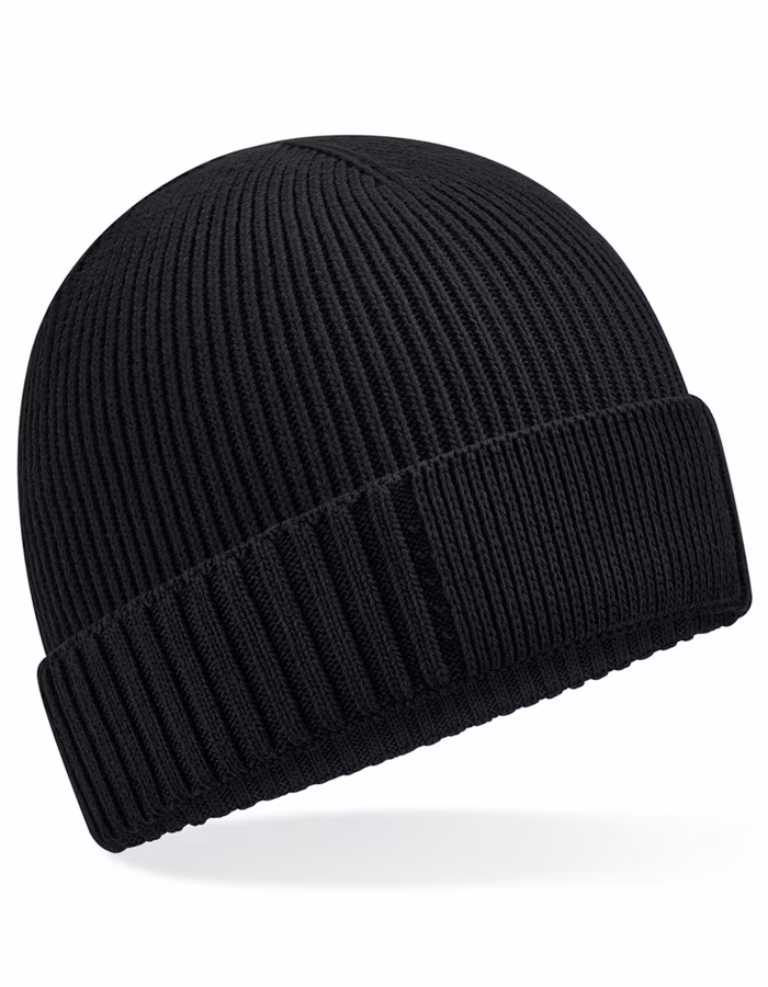 Beechfield Organic Cotton Beanie with Patch, Black One Size, CB438N