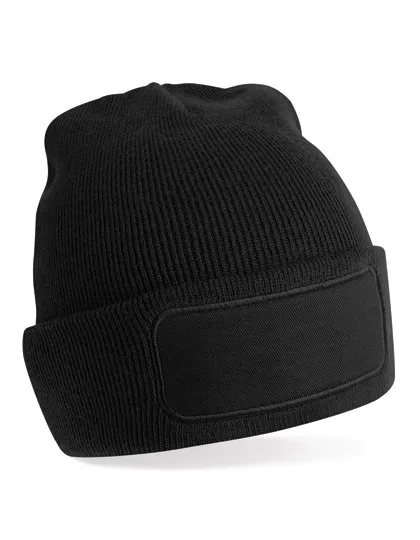 Double-Layer Knitted Beanie with Patch