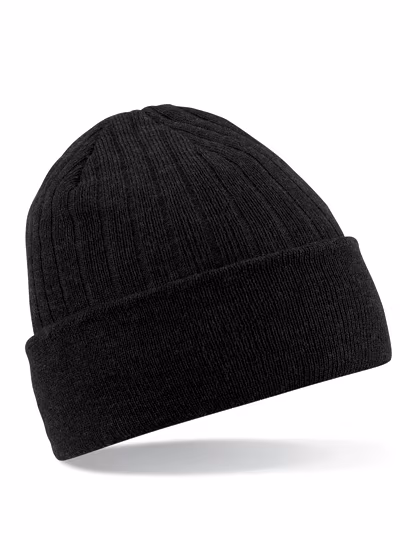 Beechfield Thinsulate™ Beanie mit doppeltem Strick, Black One Size, CB447