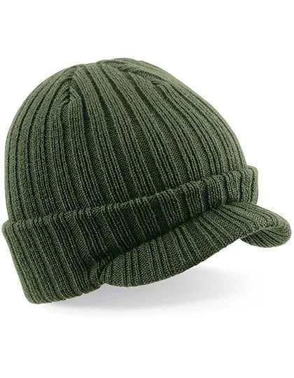 Beechfield Peaked Beanie with Cuff, Olivgrün, Olive Green One Size, CB448
