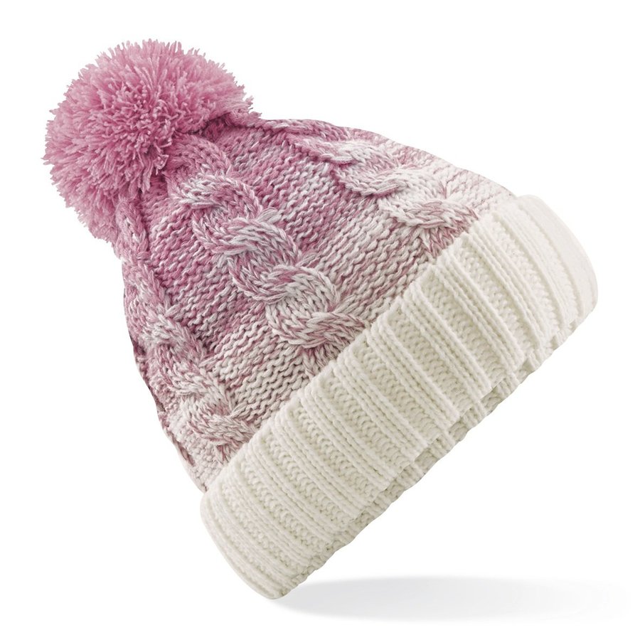 Beechfield Ombré Beanie mit Umschlag und Bommel, Black/Light Grey One Size, CB459