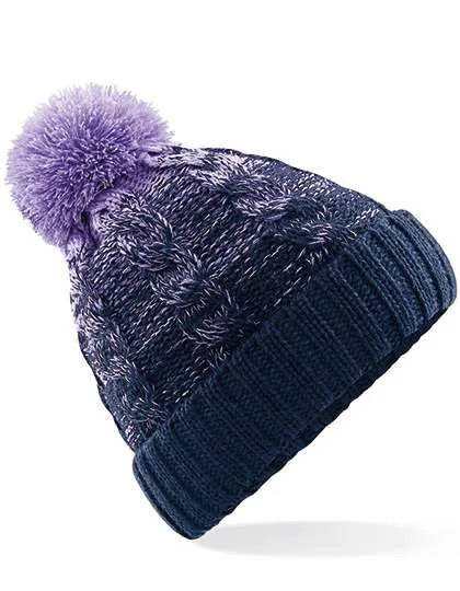 Beechfield Ombré Beanie mit Umschlag und Bommel, Lavender/French Navy One Size, CB459