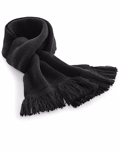 Beechfield Doppellagiger Strickschal mit Fransen, Heather Grey 152 x 18 cm, CB470