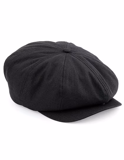 Beechfield Klassische Newsboy Cap mit Fischgrätmuster, Black L/XL, CB624