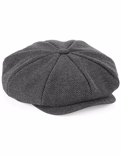 Beechfield Heritage Baker Boy Cap mit Fischgrätmuster, Navy Herringbone L/XL, CB628