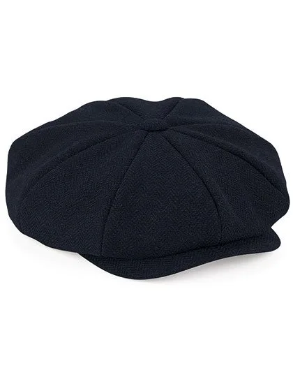 Beechfield Heritage Baker Boy Cap mit Fischgrätmuster, Navy Herringbone L/XL, CB628