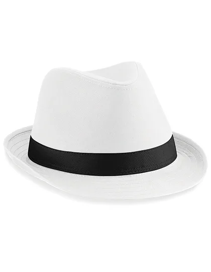 Beechfield Fedora Hat made of Polyester-Cotton Blend, White/Black S/M, CB630
