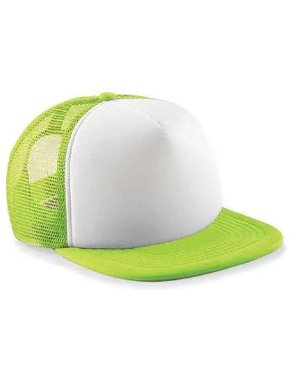 Beechfield Junior Vintage Snapback Trucker Cap, Lime Green/White One Size, CB645b
