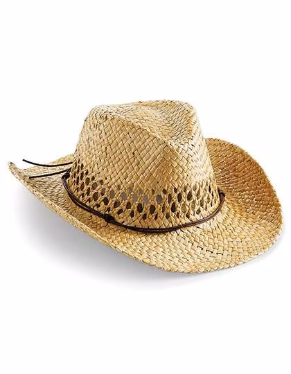 Beechfield Handgemachter Stroh-Cowboy-Hut mit Krempe, Natural One Size, CB735