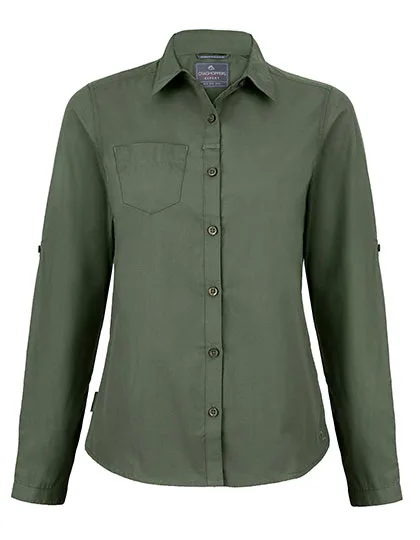 Craghoppers Expert Expert Kiwi Long Sleeve Blouse with Insect Protection, Dark Cedar Green 34 (8), CES002