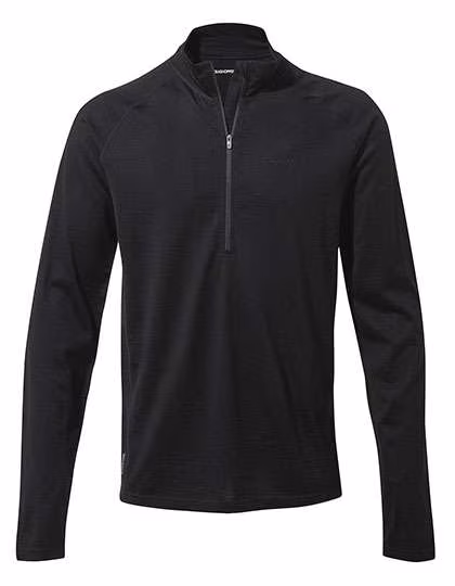 Craghoppers Expert Pullover Merino con mezza zip in Poliestere riciclato, Black S, CEU001