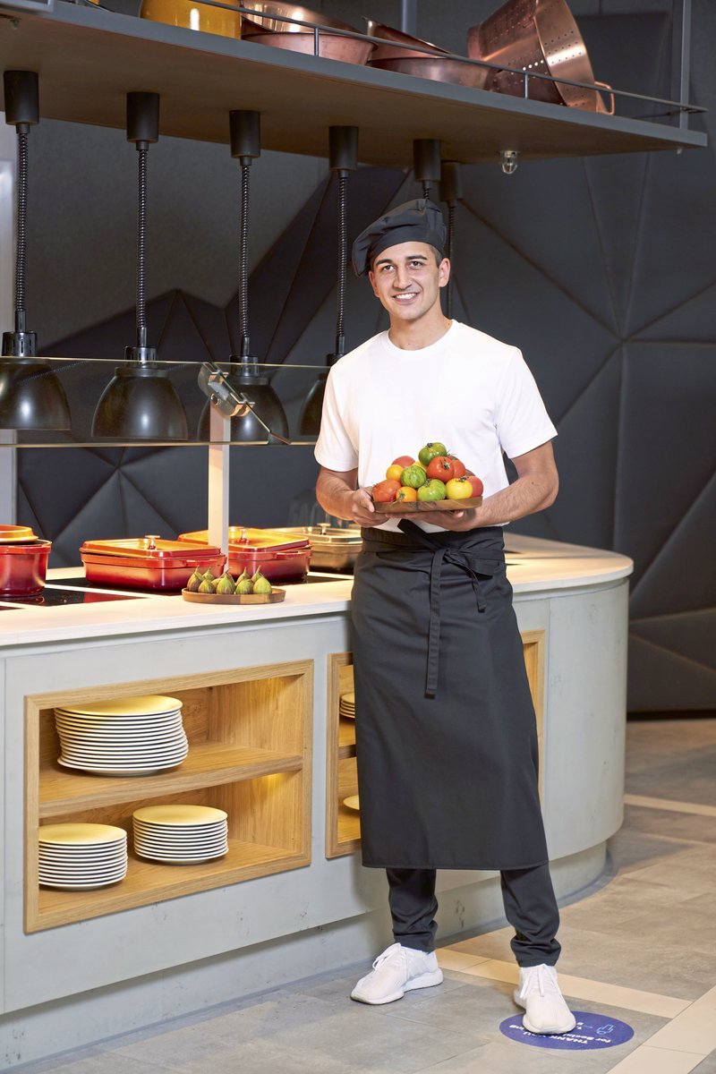 CG Workwear Bistro Schürze Roma 80 aus Bio-Baumwolle, Black 80 x 100 cm, CGW0122