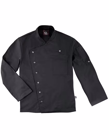 CG Workwear Giacca da cuoco Turin Classic con bottoni a pressione, Black 44, CGW3100