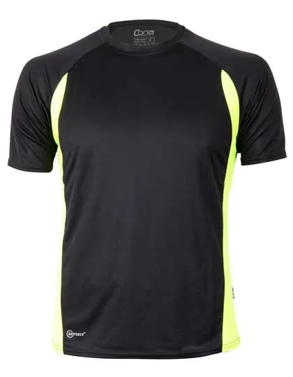 CONA SPORTS Racer Tech Tee mit Raglan-Ärmeln, Black/Neon Yellow XS, CN110