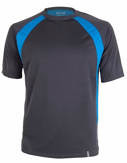 CONA SPORTS Pace Tech T-shirt con mesh DRYPOWER, Anthracite/Azure Blue XS, CN140
