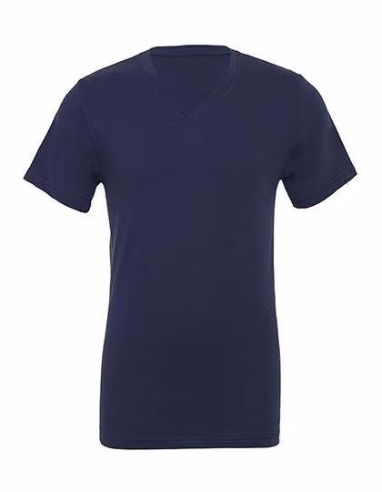 Canvas Jersey Kurzarm V-Neck T-Shirt Baumwolle, Navy S, CV3005